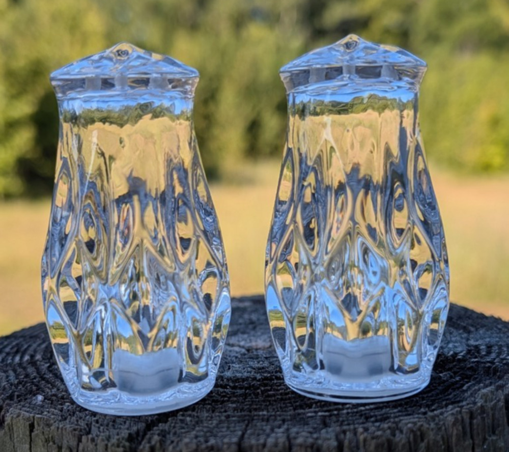 Gorham King Edward Crystal Salt & Pepper Shakers Pressed Glass Set Germany
